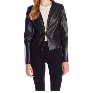 NEW BCBG MAX AZRIA BLACK CRUZ FAUX-LEATHER BLAZER